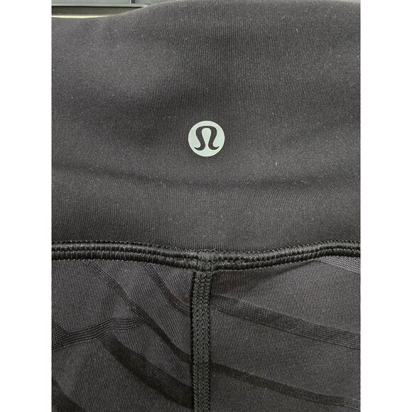 Lululemon Women's Black Mesh Striped Cropped Capri Leggings Size 8 Activewear - Picture 3 of 6
